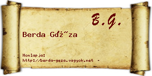 Berda Géza névjegykártya